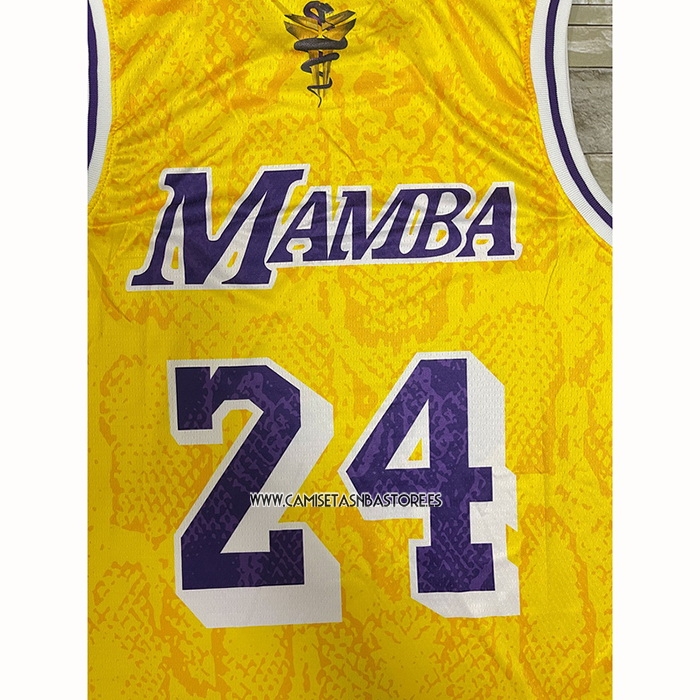 Kobe Bryant NO 24 Camiseta Los Angeles Lakers Mamba Amarillo